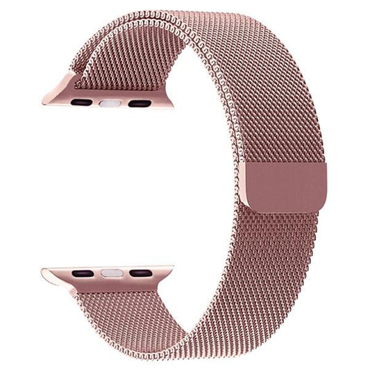 Bracelet Mesh Milanais Rose pour Apple Watch - Band Magnétique en Acier