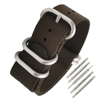 Masar ZULU Bracelet Nato 22mm Nylon - Marron / Boucle Satin - Homme - Strap Raide et épais 2mm