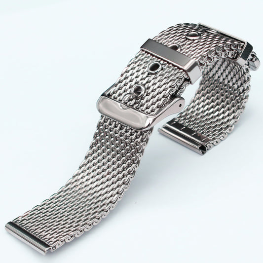 Bracelet de montre Maille Milanaise Argent BiG Mesh Ø 1mm - Boucle ardillon - Universel