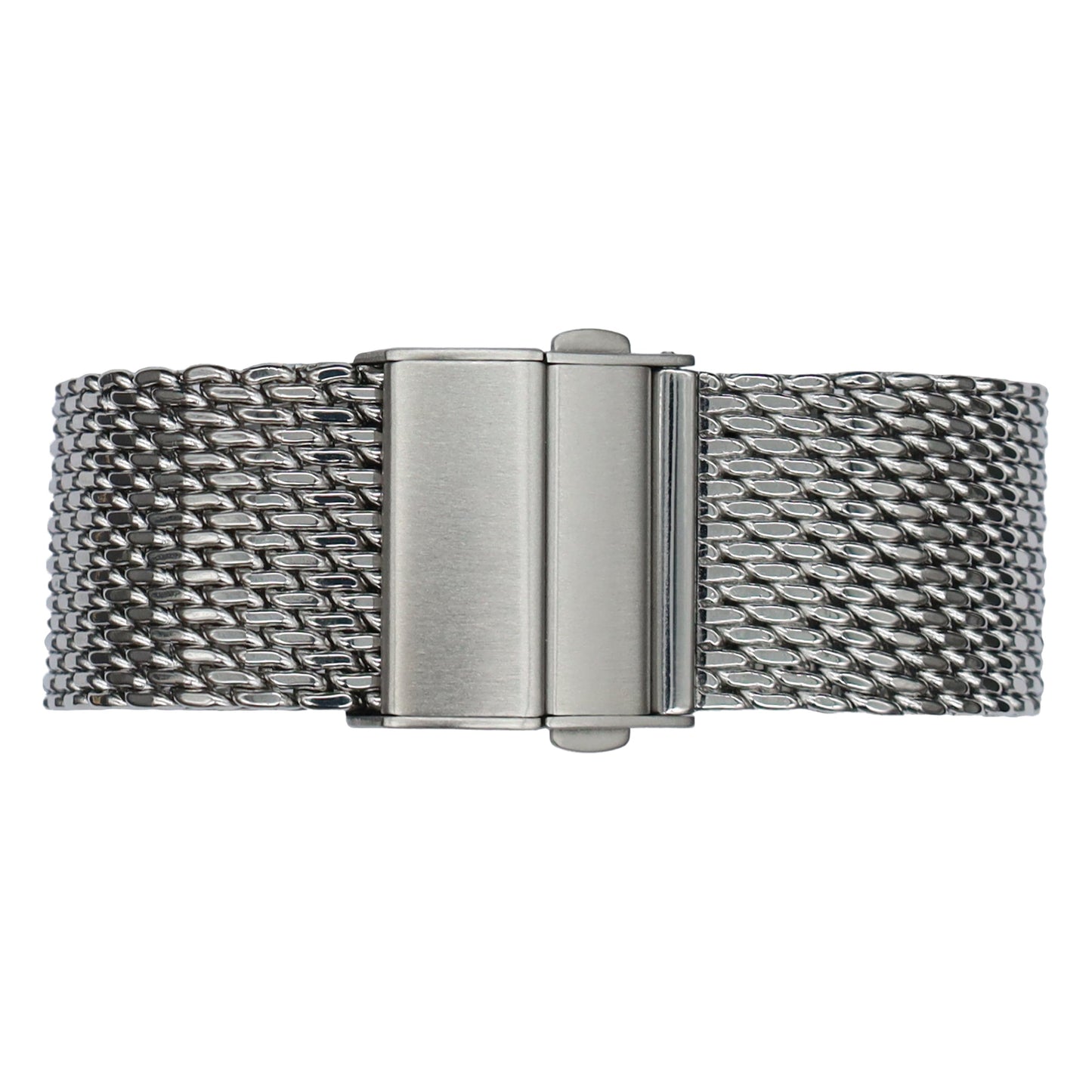 Fibbia deployante BiG Mesh Ø 1mm - Cinturino per orologio da uomo in maglia milanese - Universale - Argento / Argento