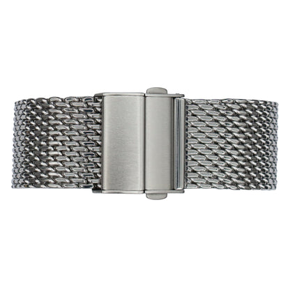 Fibbia deployante BiG Mesh Ø 1mm - Cinturino per orologio da uomo in maglia milanese - Universale - Argento / Argento