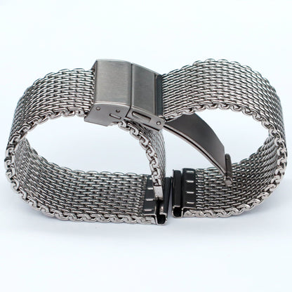 Fibbia deployante BiG Mesh Ø 1mm - Cinturino per orologio da uomo in maglia milanese - Universale - Argento / Argento
