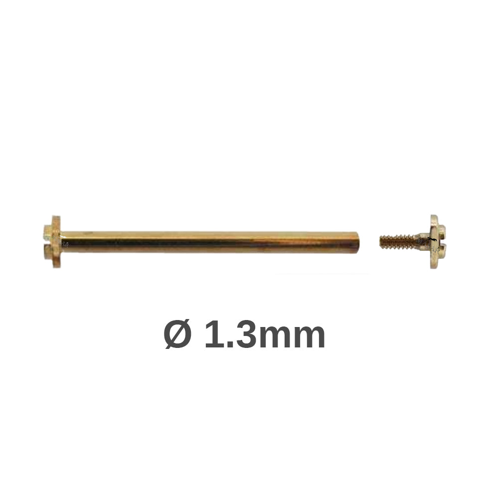 Vite Ø 1,3mm Oro - Barra a Vite per Cinturino Orologio - Testa H Ø 3,0mm - da 10mm a 20mm - 2 Pz