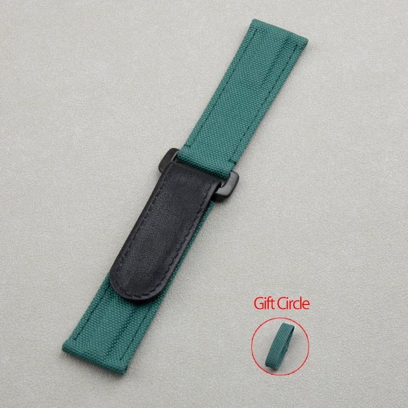 Accesorios universales, correa de reloj de tela de nailon y cuero de 22 mm, para correa Rolex, para Huawei, Tudor, Seiko, Tissot, Breitling