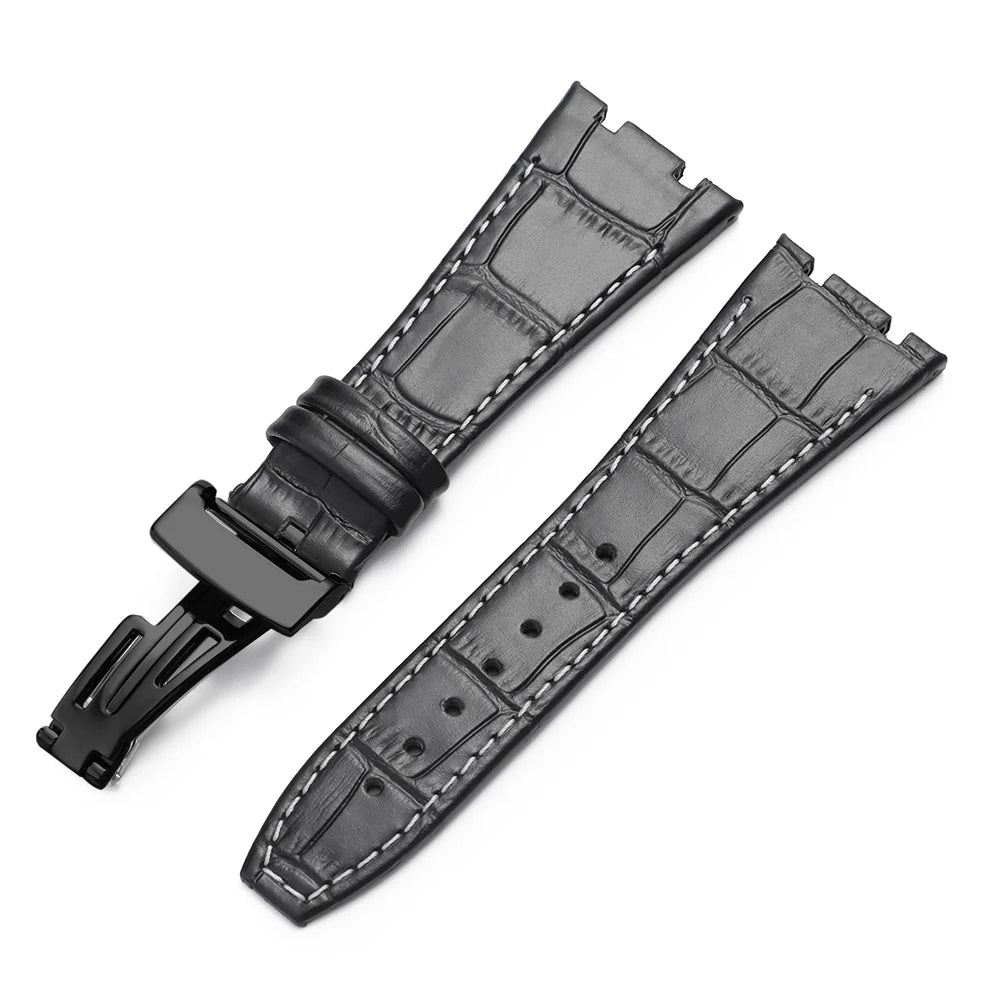 Soft Cowhide Leather Watch Strap for Audemars Piguet Royal Oak Offshore AP 15400 15703, Sweat Resistant, for Men and Women, Folding Buckle