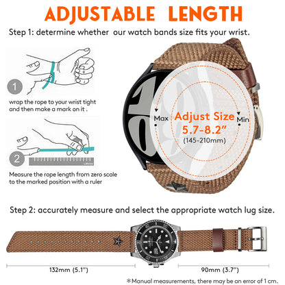 Hemsut-Bracelets de Montre Militaire pour Happator, Montres Vintage, Bracelets Pilote, Citizen Timex, 18mm, 22mm, 24mm