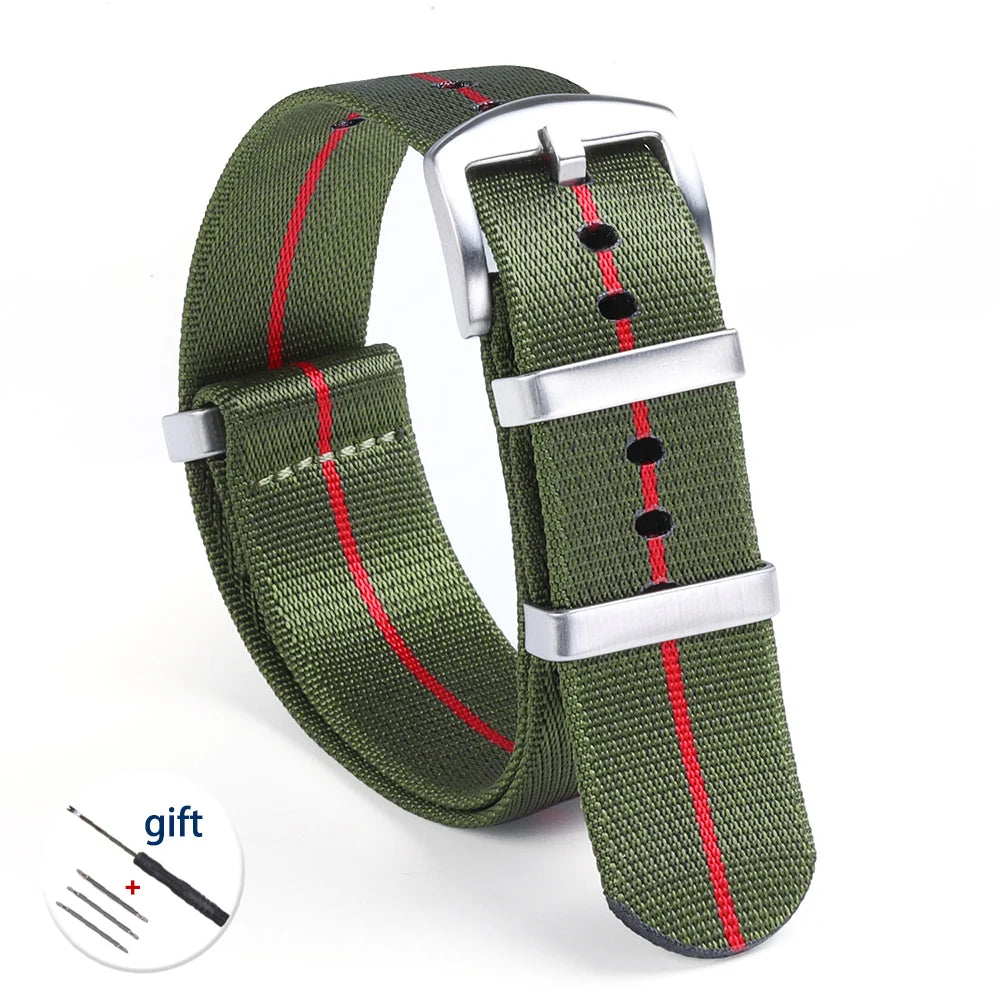 High-Quality Nylon Watch Strap, 18/20/22mm, High Density, Green, Military, Casual, Outdoor, Army, Replacement Strap