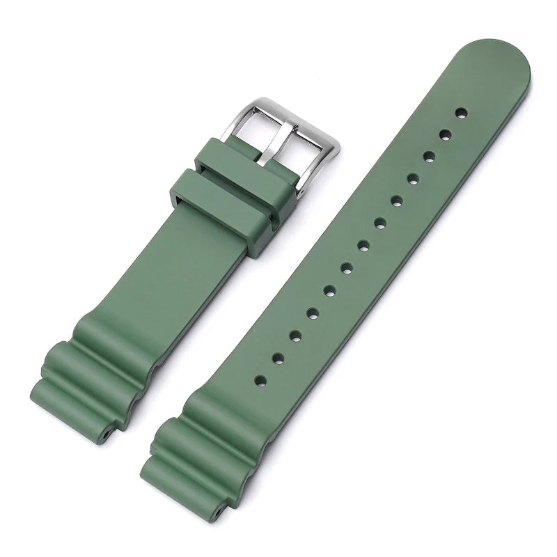High Quality Fluorine Rubber Watch Strap, 20mm 22mm, for Seiko Black and Green Abalone Canned Aqua Ghost Sport, Waterproof