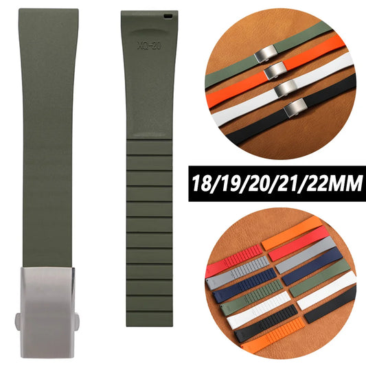 Bracelet de montre en caoutchouc FKM, coupe à la taille, dégagement rapide, réglable, universel, étanche, 11 couleurs, 18mm, 19mm, 20mm, 21mm, 22mm
