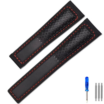 OZE - Racing leather watch strap for Tag Heuer Carrera - Monaco F1, 3/4, 22mm