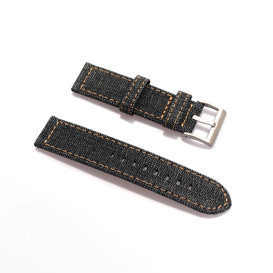 22mm Denim hommes bracelet de montre à dégagement rapide bleu vintage toile coton Jeans Denim bracelets de montre