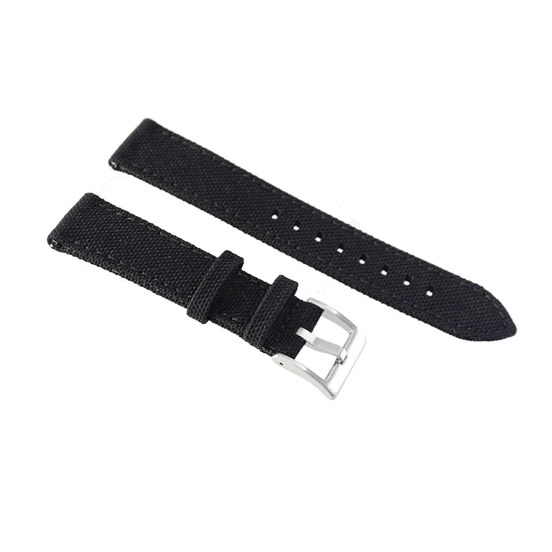 20mm 22mm Quick Release Canvas Watch Strap - Black Khaki