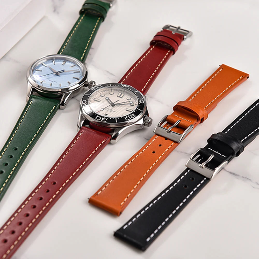 Cinturino in pelle a sgancio rapido, 18 mm, 20 mm, 22 mm, rosso, retrò, per orologi Omega, Cartier, Seiko, Tissot, DW, accessori da donna e da uomo