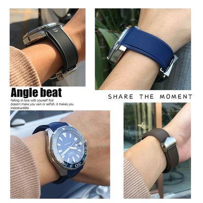 Bracelet de montre en caoutchouc naturel de haute qualité, 20mm 22mm, adapté à la montre TAG Heuer Aquaracer 300 500, bracelet de plongée, sport, en Silicone