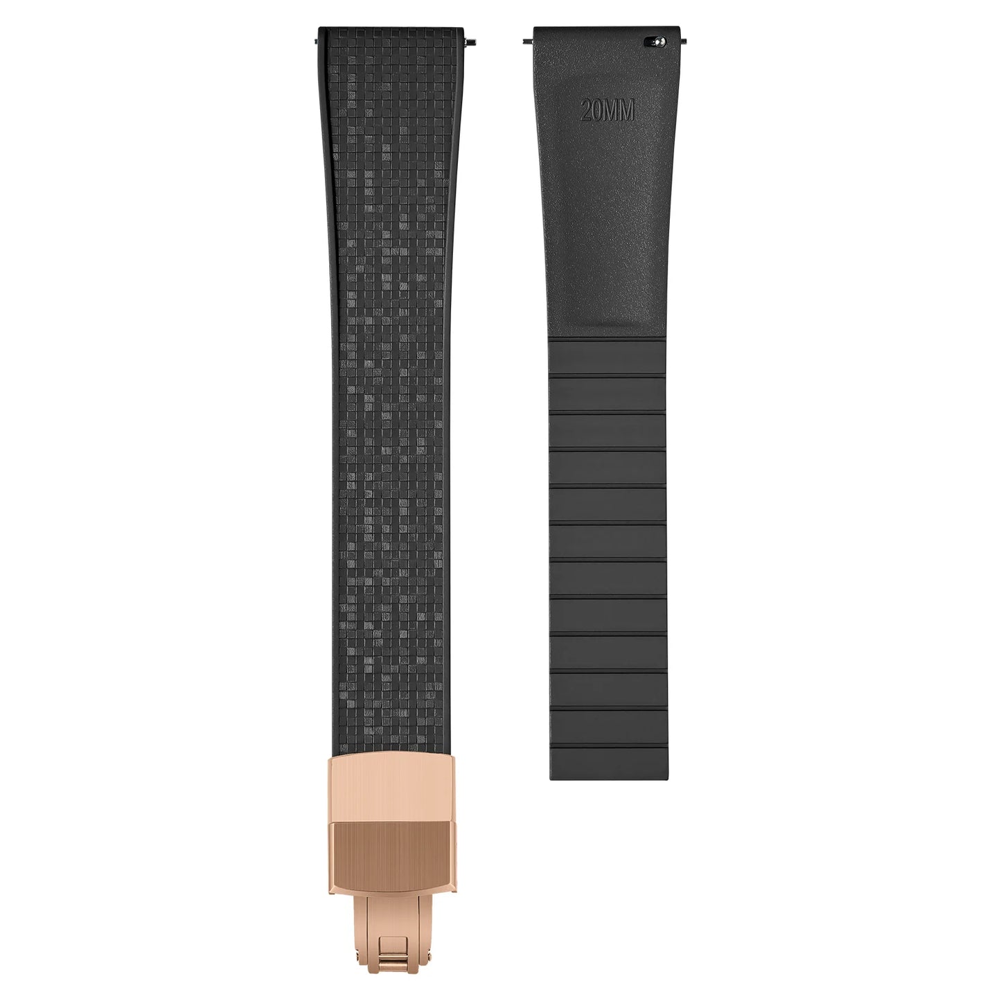 Bracelet de montre en caoutchouc Premium - Boucle Silver, Gold ou Noir