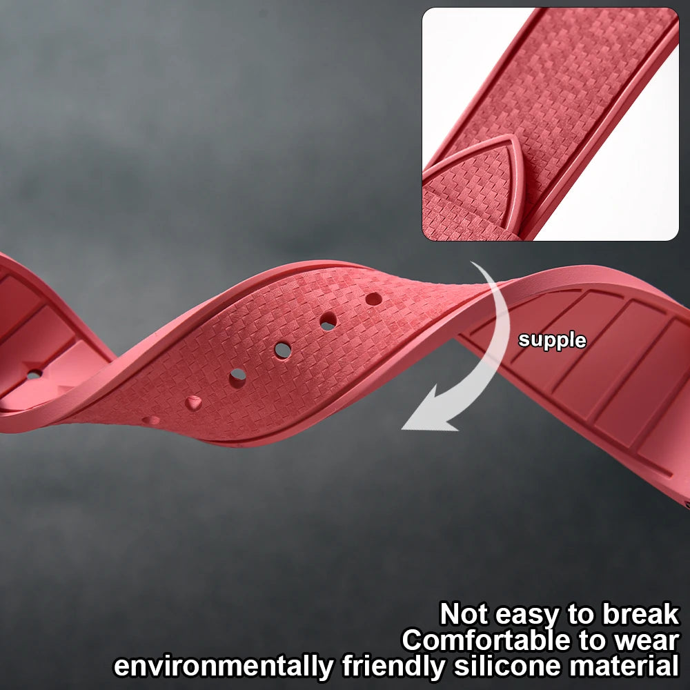 FKM Mosaic Rubber Watch Strap, 20mm 22mm, Quick Release, for Sport Diver, for Rolex Seiko Omega Cartier, Universal Belt