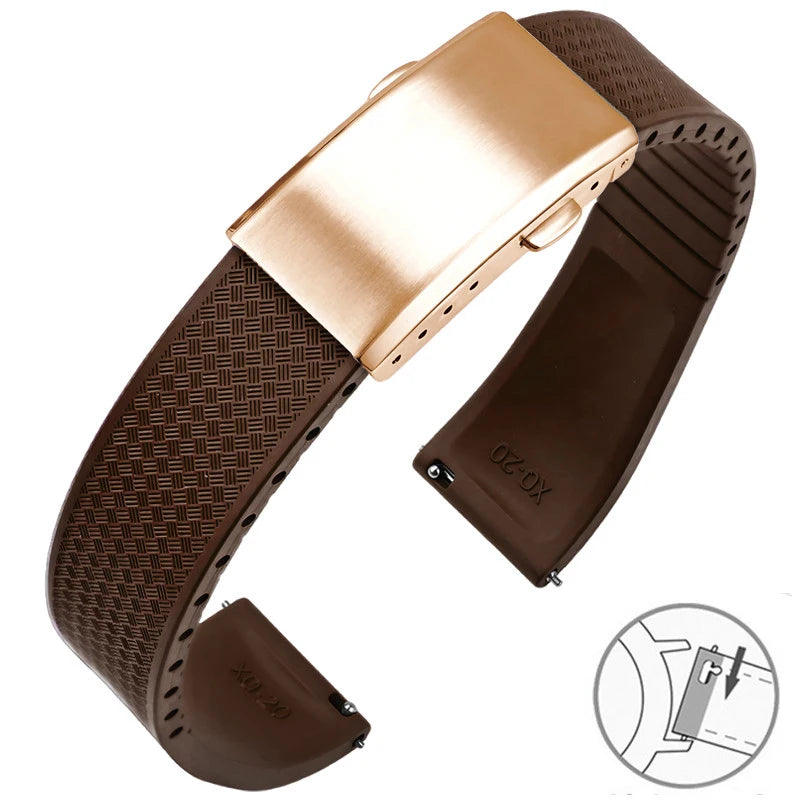 Bracelet montre Racing / Aviateur en caoutchouc Premium - Rapide, Boucle Déployante - A Découper