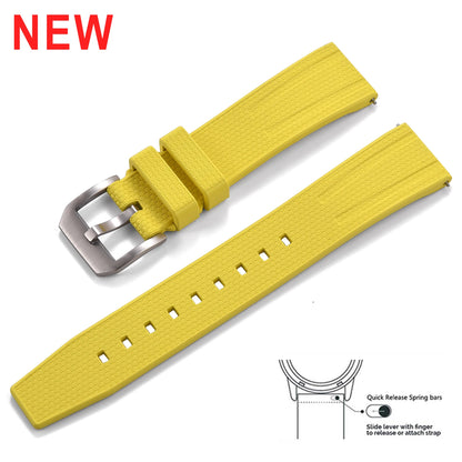 FKM Rubber Watch Strap 20mm 22mm Quick Release Waterproof Fluoro Rubber Dive Watch Band for Traditional Dive Watch Accessories