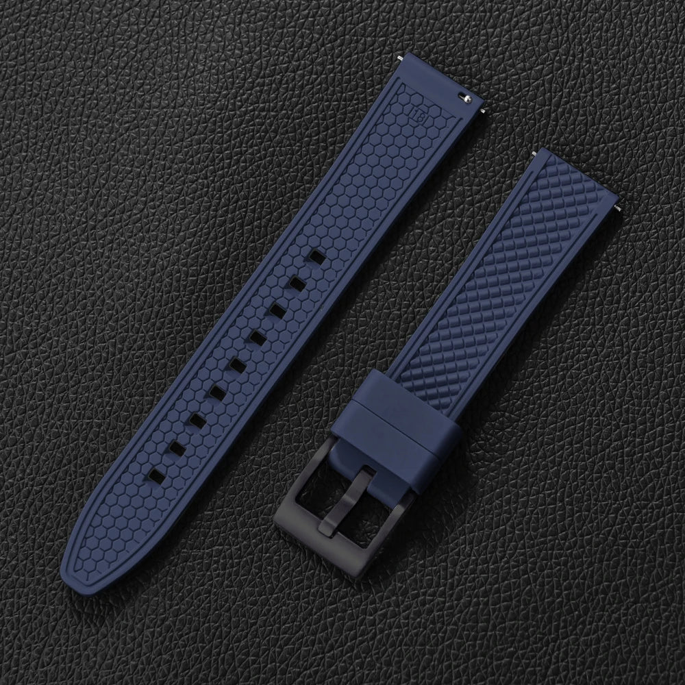 Bracelet en caoutchouc fluoré FKM, 18mm 20mm 22mm 24mm, Bracelet de montre à dégagement rapide pour plongée Omega Seiko Tissot Rolex, ceinture universelle