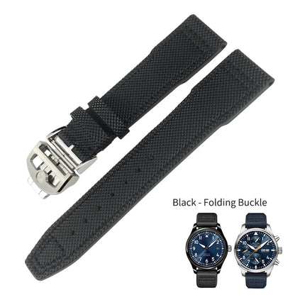 Bracelet de montre en cuir de veau pour homme, bracelet de montre en nylon, bleu, adapté pour Portofino IWC, TOP GUN, Big Pilot SPITFIRE Mark 18, 20mm, 21mm, nouveau