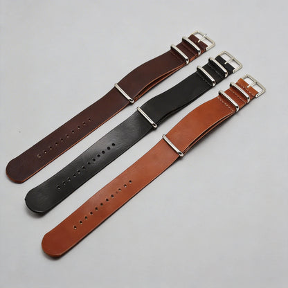 Bracelet de montre NATO ZULU en cuir vintage, bracelet monobloc noir et marron de style militaire, bracelet universel 18 mm 20 mm 22 mm 24 mm