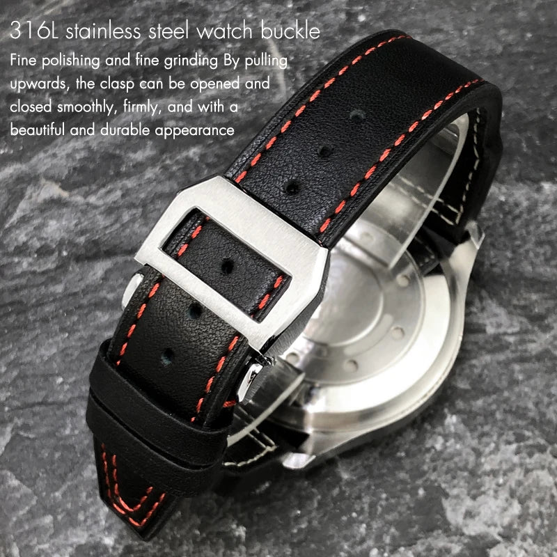 Bracelet de montre en cuir véritable de vache épais, 20mm 21mm 22mm, pour montres IWC Big Pilot IW3777 IW3270 IW3881 IW5009