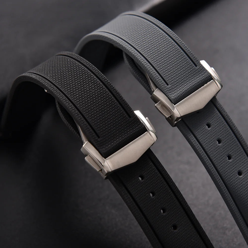 Premium Quality FKM Soft Rubber Watch Strap 20mm 21mm 22mm Sailcloth Texture Sport Band Quick Release Universal Watchband for DLug