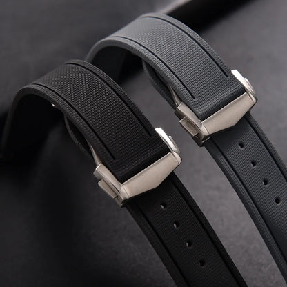 Premium Quality FKM Soft Rubber Watch Strap 20mm 21mm 22mm Sailcloth Texture Sport Band Quick Release Universal Watchband for DLug