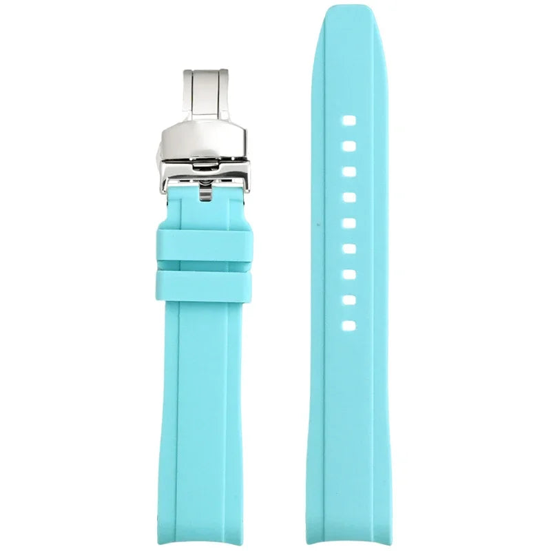High Resistance Silicone Bracelet for Men and Women, 18/19/20/21/22mm, Universal Curved End, Butterfly Buckle, Watch Strap for Tissot 1853