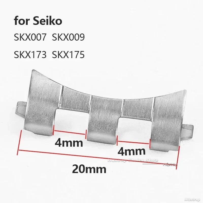 Connecteurs de bande en acier inoxydable, 2 pièces, pour huître jubilé, lien à extrémité plate incurvée pour Seiko SKX007 SKX009, adaptateur de sangle 18 22 21 20mm