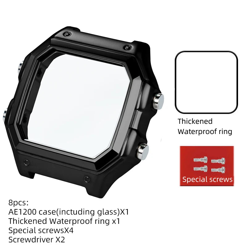 Stainless Steel Watch Case and Strap Modification Kit for Casio Royale Mod AE-1200 (3299) AE-1200WH AE-1300 WS-1600H (3556) WS-1600H