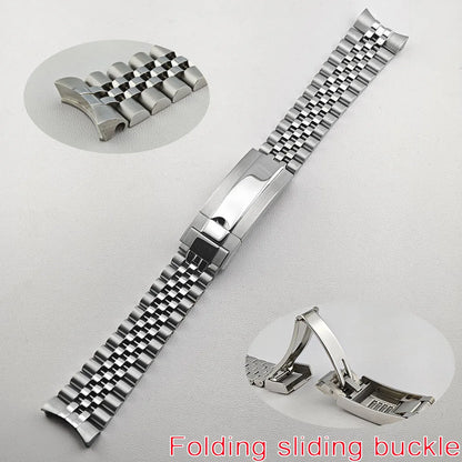 Cinturino in acciaio da 20 mm - cinturino di ricambio per orologio da uomo accessorio argento/nero, adatto per cassa GMT, con fibbia pieghevole scorrevole
