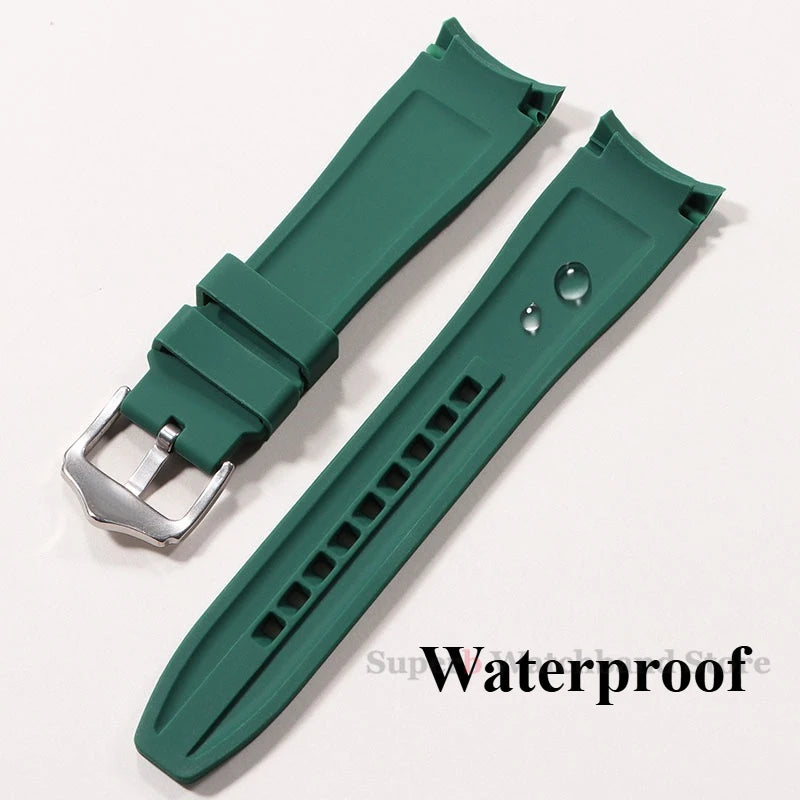 Bracelet de montre en Silicone à extrémité incurvée pour Rolex 20mm 22mm, Bracelet en caoutchouc de haute qualité pour Bracelet Omega, étanche