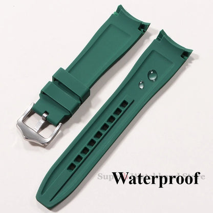 Bracelet de montre en Silicone à extrémité incurvée pour Rolex 20mm 22mm, Bracelet en caoutchouc de haute qualité pour Bracelet Omega, étanche