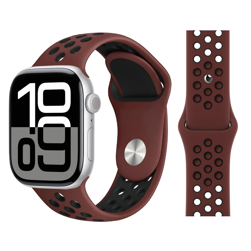 Bracelet en Silicone pour bracelets de montre Apple 46mm 44mm 45mm 40mm 41mm 42mm, Bracelet de Sport Correa iWatch série 11 10 9 SE 8 7 6 5
