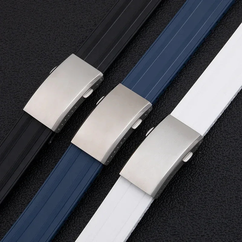 Cinturino per smartwatch in gomma fluorurata FKM, per Breitling Tudor Longines Tissot Omega Huawei Samsung a sgancio rapido 18/19/20/21/22mm