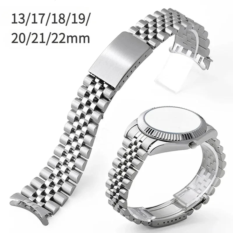 Bracciale per orologio Rolex DATEJUST in metallo massiccio, modello Jubilee Business, interamente in acciaio inossidabile, estremità curve, 18/19/22mm/20mm