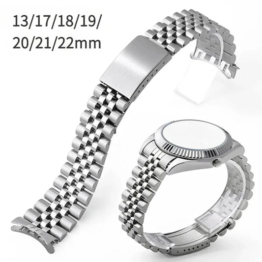 Bracciale per orologio Rolex DATEJUST in metallo massiccio, modello Jubilee Business, interamente in acciaio inossidabile, estremità curve, 18/19/22mm/20mm