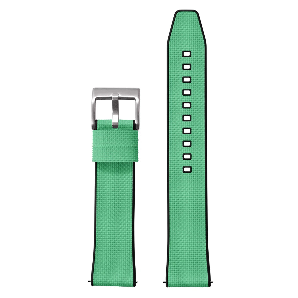 Cinturino in gomma FKM in tela per vela 18mm 19mm 20mm 21mm 22mm 24mm, top FKM a sgancio rapido + base FKM, vestibilità perfetta, cinturino universale piatto per orologio
