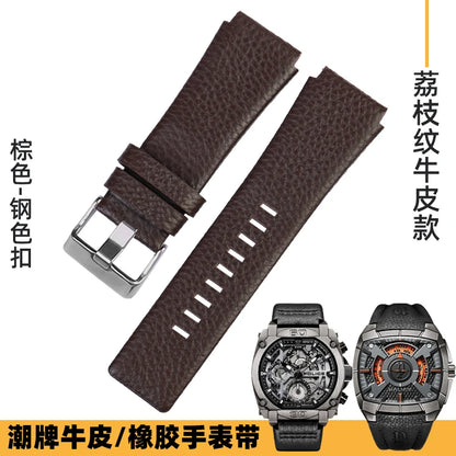 Cowhide Leather Watch Strap for Bell & Ross Series, Silicone Strap, POLICE Watch Strap, PL14796, PL15472, B & R suréWer, Male, BR01, BR03