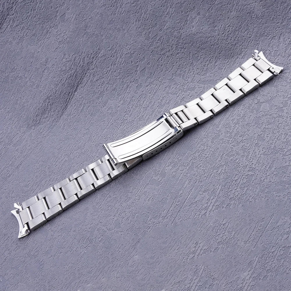 Cinturino per orologio da 19 mm, lucidatura argento, estremità curva e cava, stile Oyster, per SEIKO 5 SNXS73 75 77 79 80 81 SNFF05 SNXG47