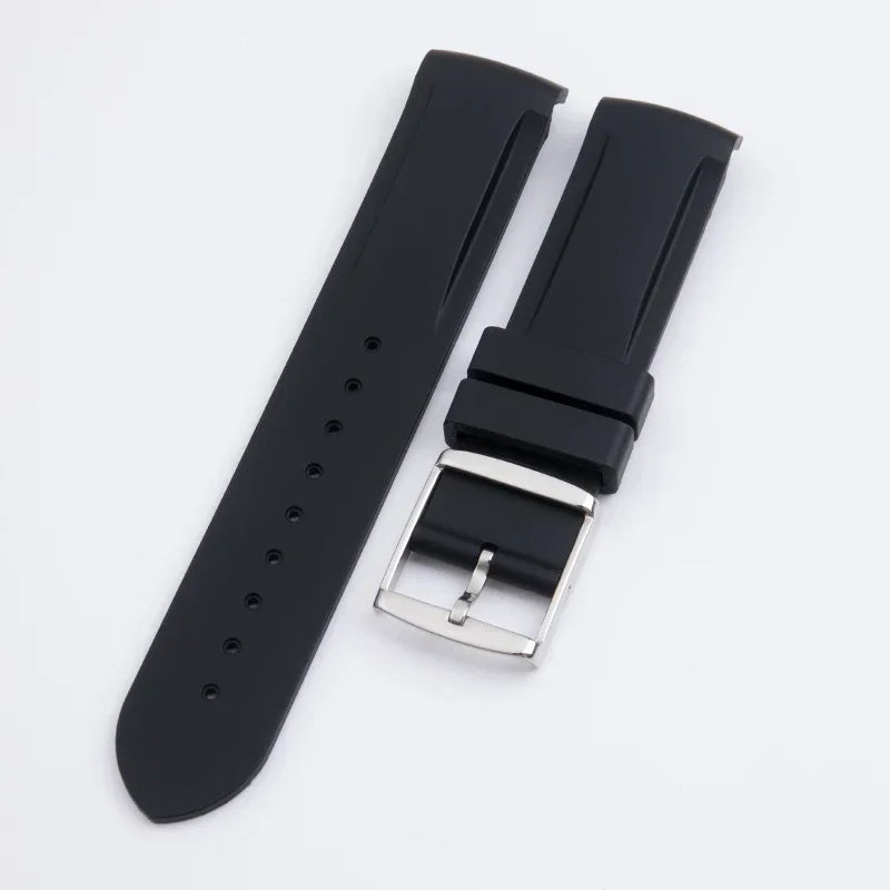 Nuovo cinturino in gomma morbida da 20 mm con estremità ricurve per Omega Strap Joint Moonswatch Constellation, bracciale sportivo impermeabile con fibbia ad ardiglione