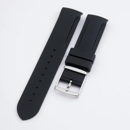 Nuovo cinturino in gomma morbida da 20 mm con estremità ricurve per Omega Strap Joint Moonswatch Constellation, bracciale sportivo impermeabile con fibbia ad ardiglione