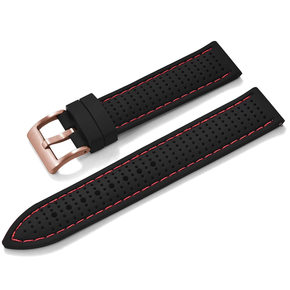 Bracelet de montre sport en silicone à dégagement rapide - Bracelet en caoutchouc souple respirant et imperméable, ajustement universel 18 mm 20 mm 22 mm pour hommes et femmes