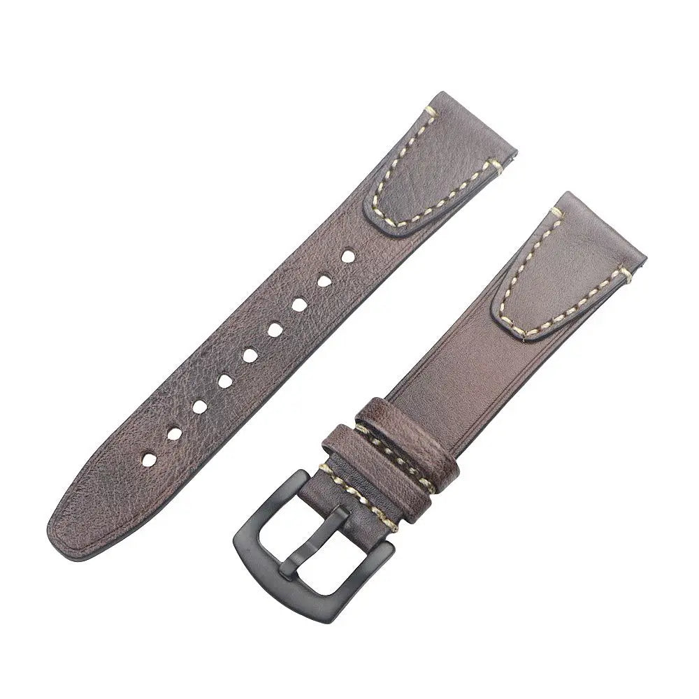 Cinturino per orologio in pelle retrò fatto a mano, cinturino a sgancio rapido, struttura in acciaio inossidabile, 18mm, 20mm, 22mm