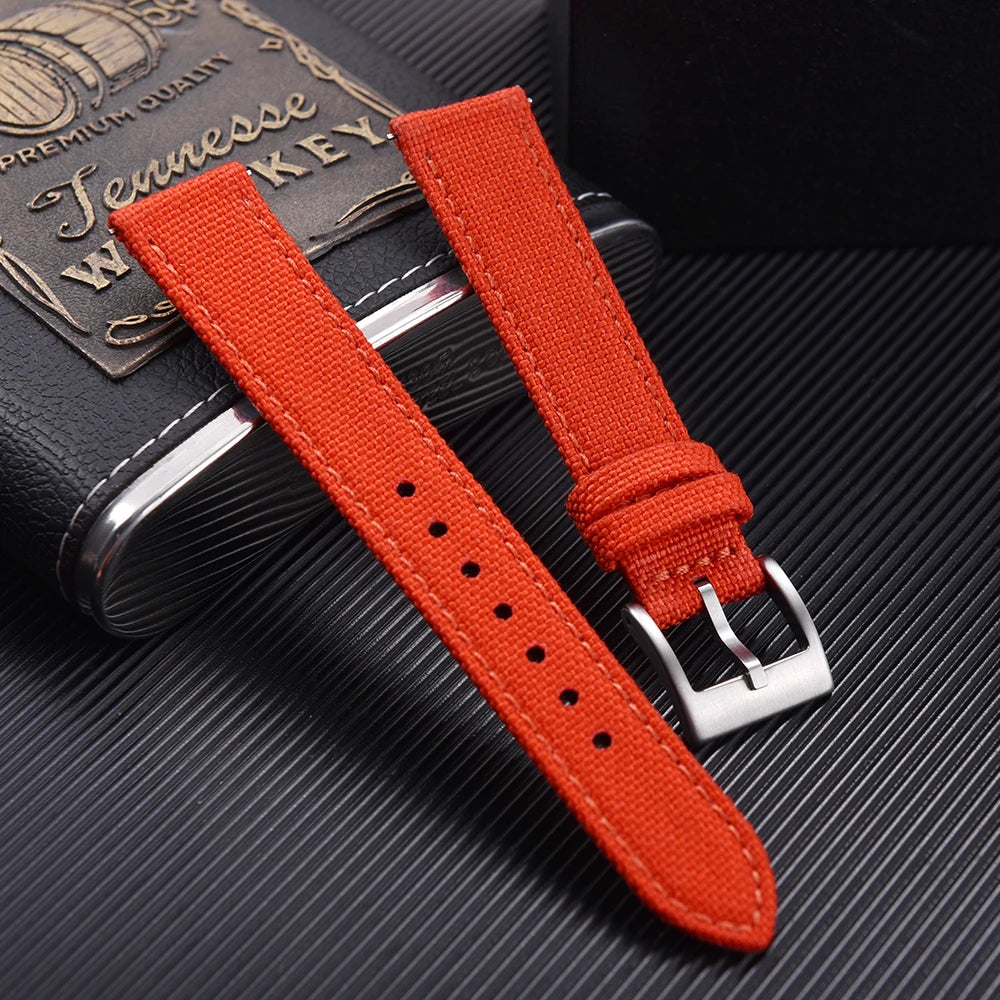Bracelets en toile et Nylon en cuir, 18mm, 20mm, 22mm, à dégagement rapide, en tissu Vintage, pour montres Huawei Samsung