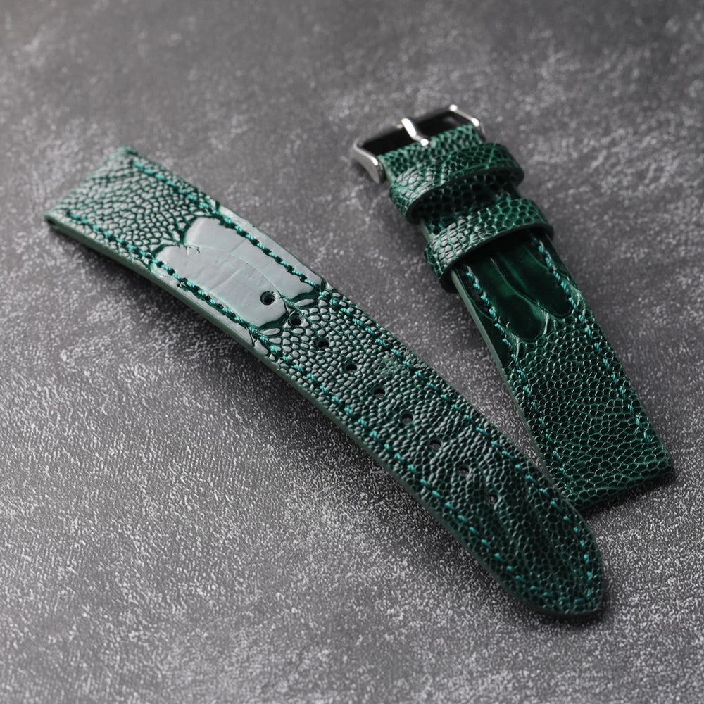 Handmade genuine high quality ostrich foot leather 18 19 20 21 22MM brown green genuine leather Vintage Strap for men Vintage