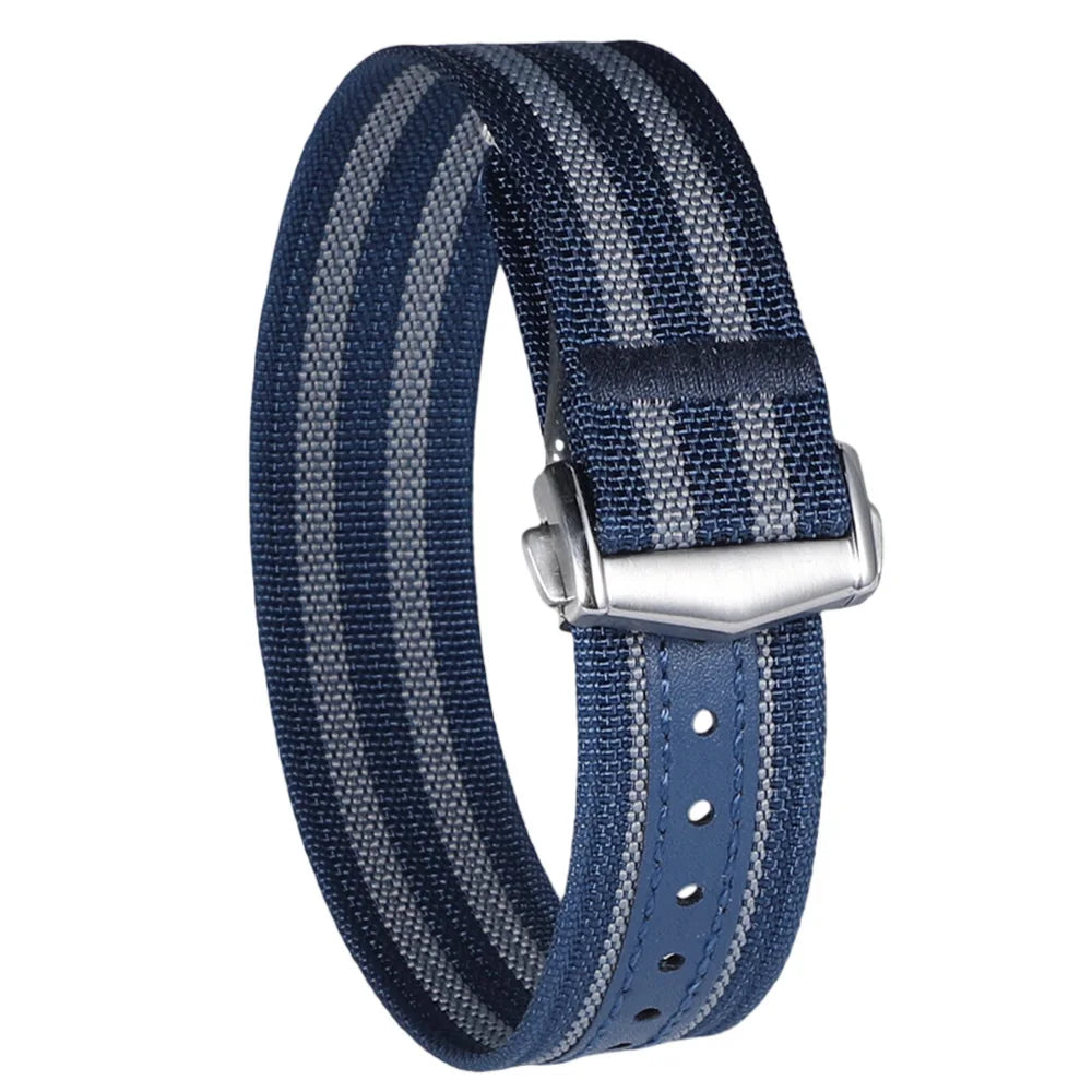 Hochwertiges geripptes Uhrenarmband mit Faltschließe, Nylon, 20 mm 22 mm, Uhrenarmband für Omega, Klappschließe, Sportarmband für Herren