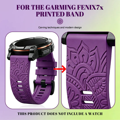 Bracelet en Silicone gravé, 20mm, 22mm, 26mm, pour Garmin Fenix 7X 7 Pro Solar/6X 6 Sapphire 5 5X Plus 3 3HR/Epix, bracelet de montre QuickFit