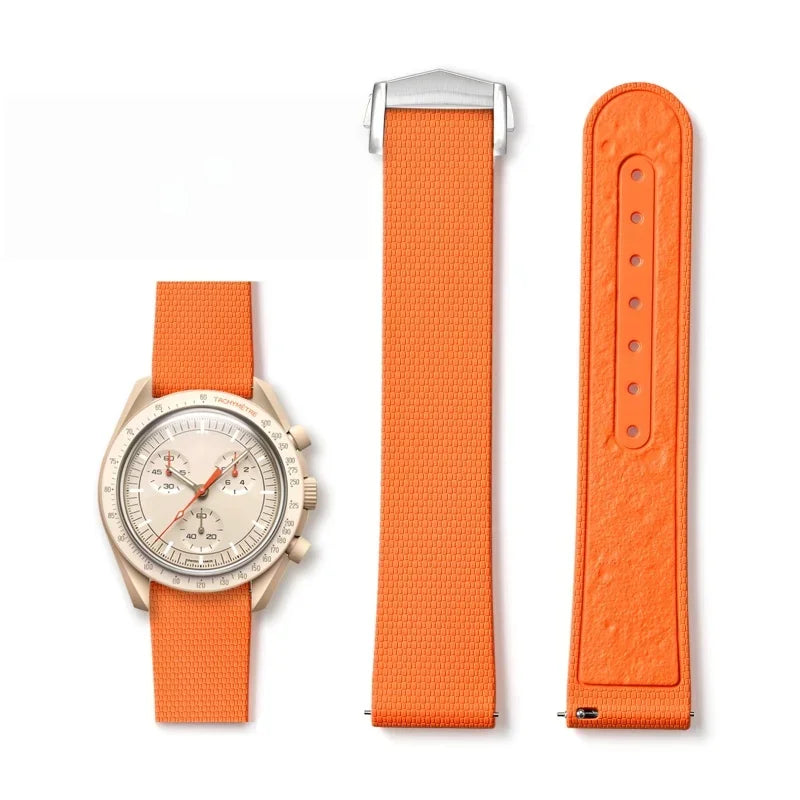 20mm Soft FKM Rubber Watch Strap, New, for Omega, Quick Release Bracelet for Seamaster, Waterproof Sports Watch Band